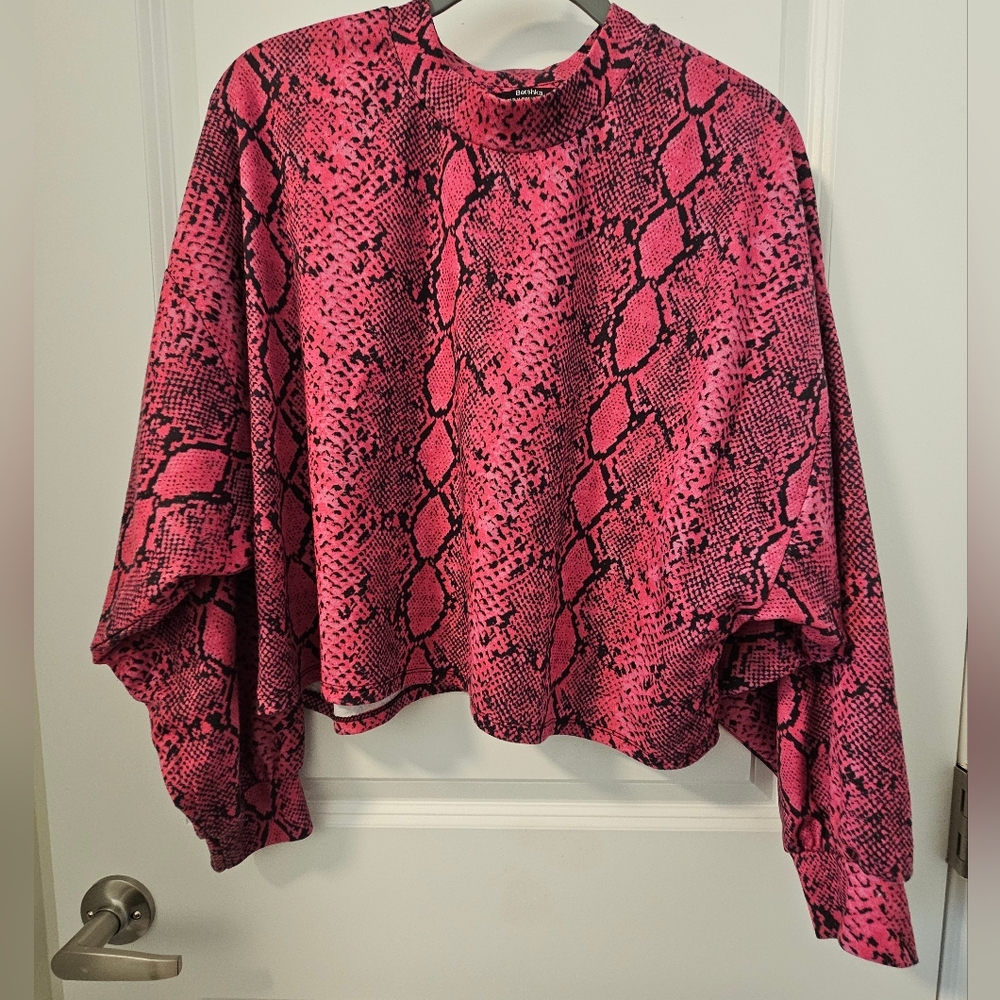 Pink Snake Print Crop Top
